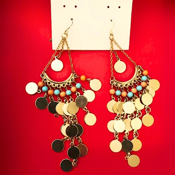 NWOT Natasha Access. Bead Disc Dangle Earrings - Picture 5 of 5